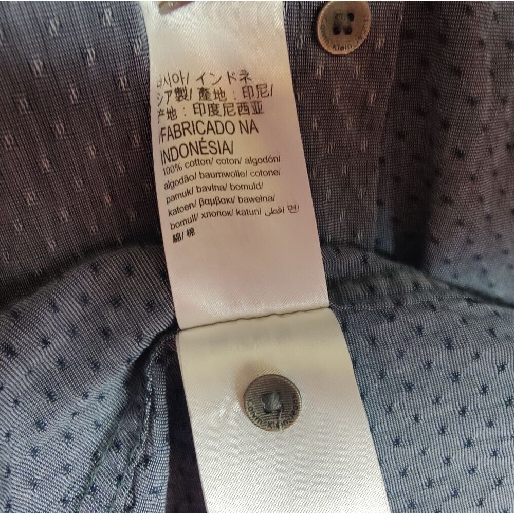 Calvin Klein Jeans Men's Blue Button Up Shirt, Blue/Gray, Size L - Picture 7 of 9
